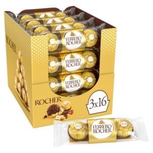 Ferrero-Rocher-Milk-Chocolate-Hazelnut-Pralines-Treat-Pack-3-Pieces-37.5g Ferrero Rocher Chocolate T3 (16 x 37.5g)