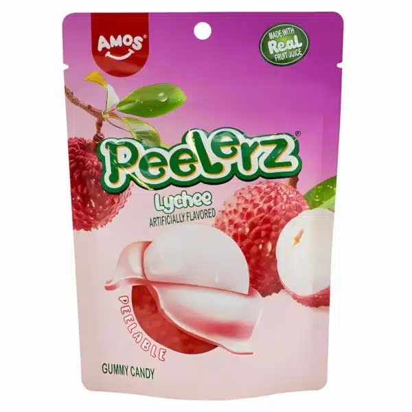 Amos-PeelerzGummyLychee-65g Amos Peelerz Gummy Lychee (12 x 65g)