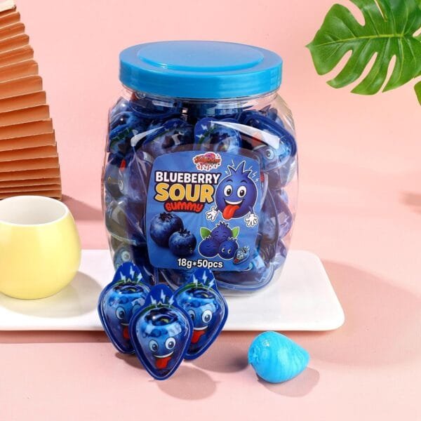 Jellylicious Sour Blueberry Jelly Filled Gummy (50 x 18g) - Halal