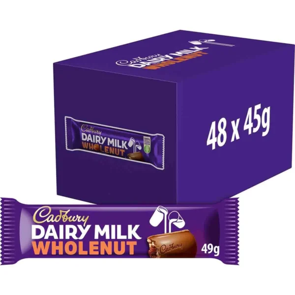 Cadbury Dairy Milk Whole Nut Chocolate Bar (48 x 45g)