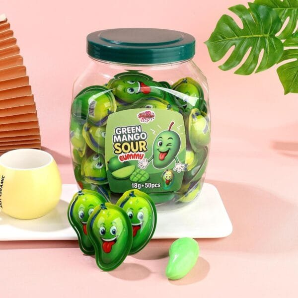 Jellylicious Sour Green Mango Jelly Filled Gummy (50 x 18g) - Halal
