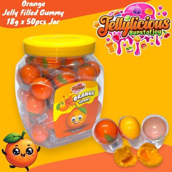 Orange Gummy Jellylicious Orange Jelly Filled Gummy (50 x 18g) - Halal